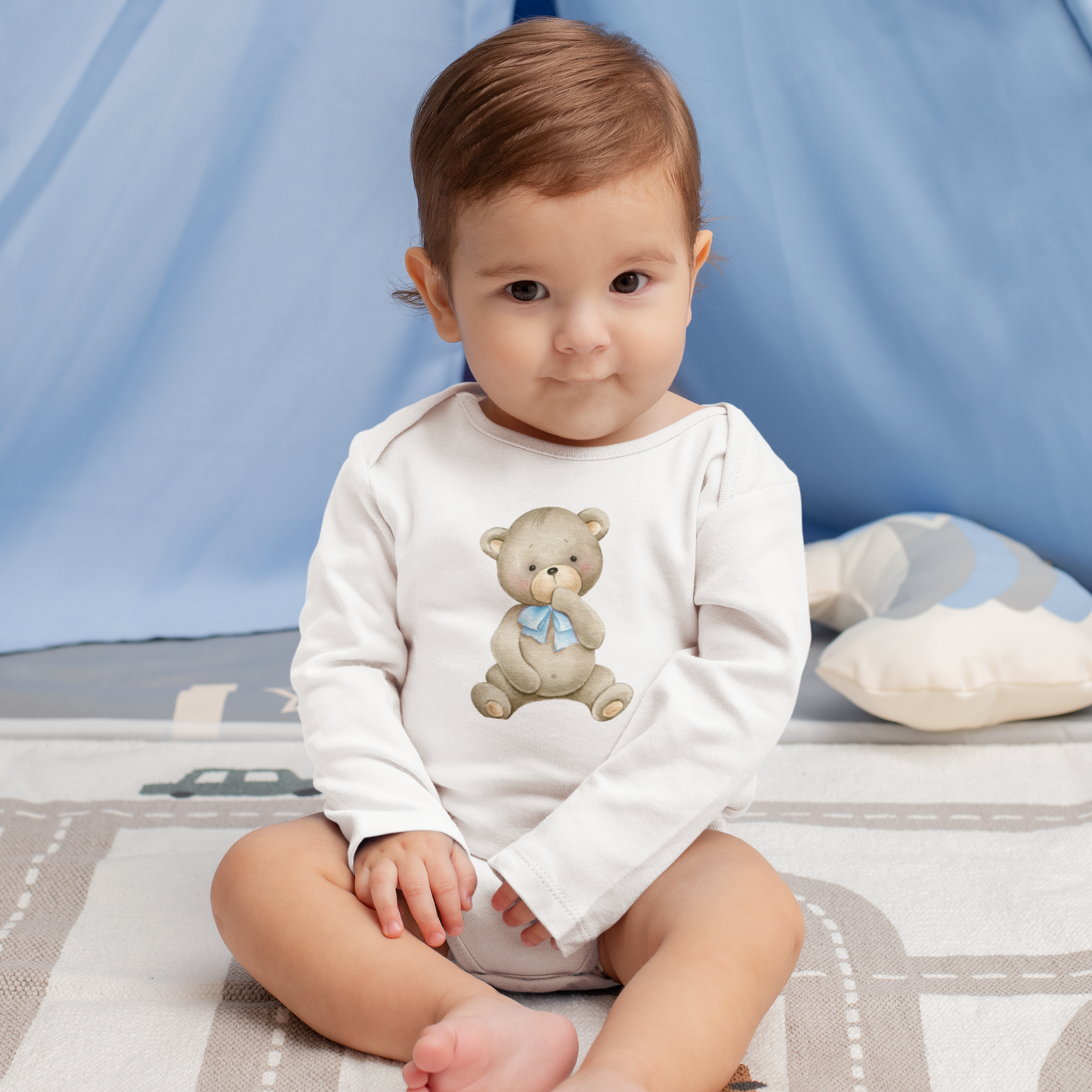 Teddy Tuck Infant Baby Boy Long Sleeve Bodysuit NB-18M