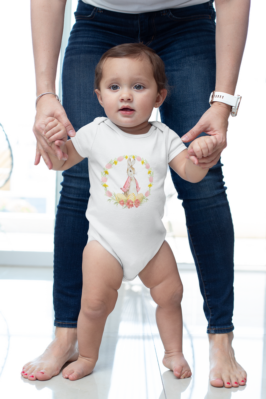 Hoppy Easter Infant Baby Girl Rib Bodysuit NB-18M
