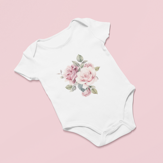 Rosé Infant Baby Girl Rib Bodysuit pink/white NB-18M