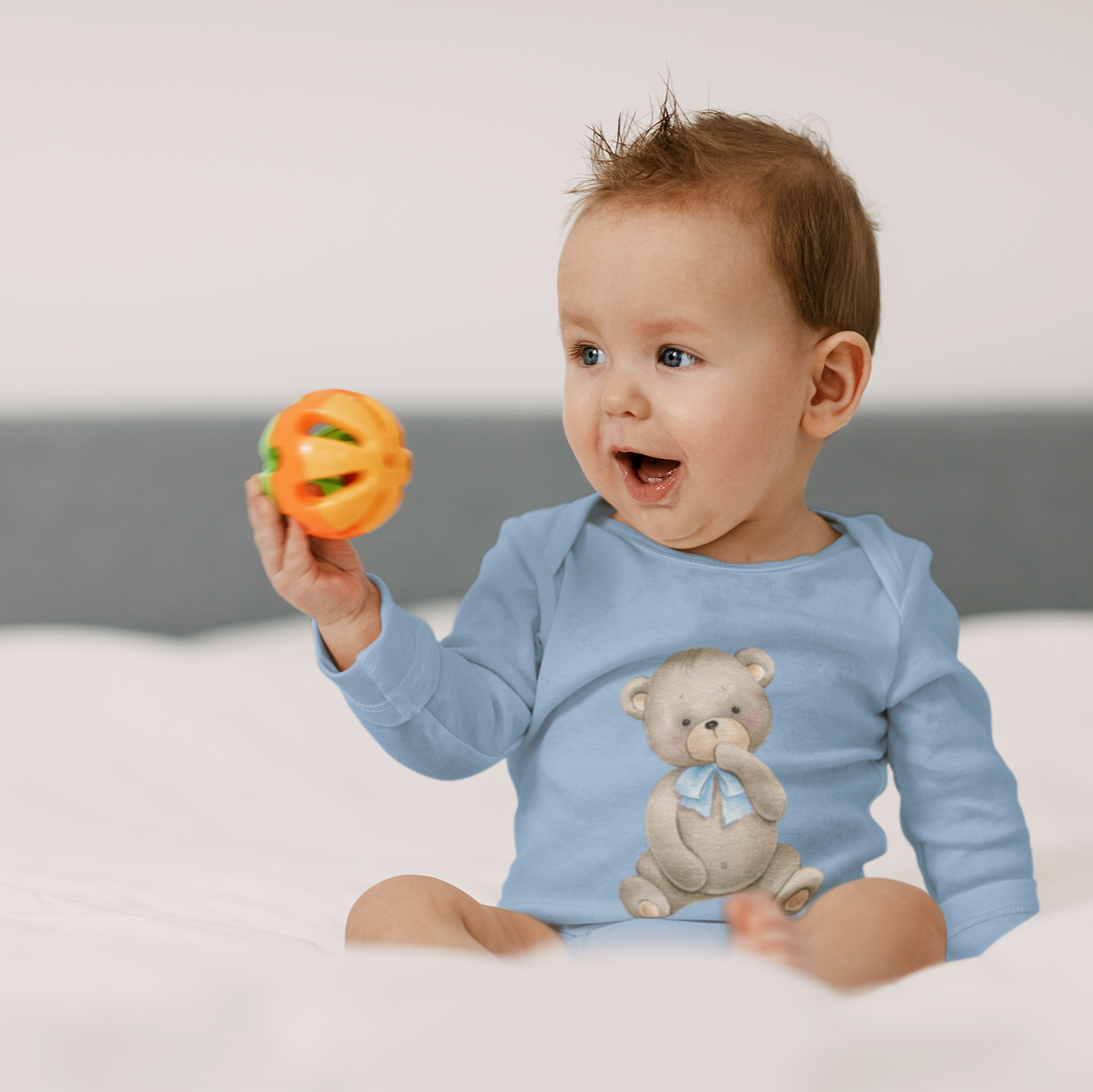 Teddy Tuck Infant Baby Boy Long Sleeve Bodysuit NB-18M